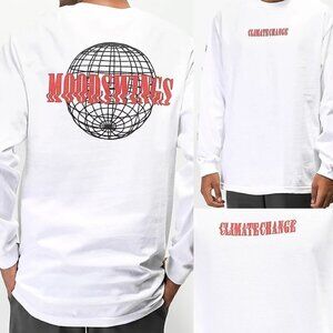 Moodswings Mens NWT White Long Sleeve Climate Change Graphic Shirt Size Small